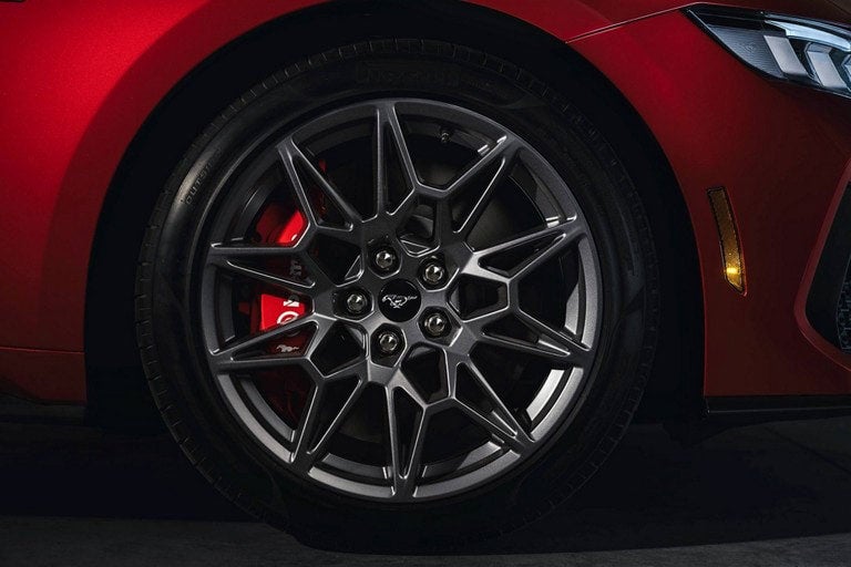 2024 Ford Mustang® model with a close-up of a wheel and brake caliper | Parks Ford of Wesley Chapel in Wesley Chapel FL